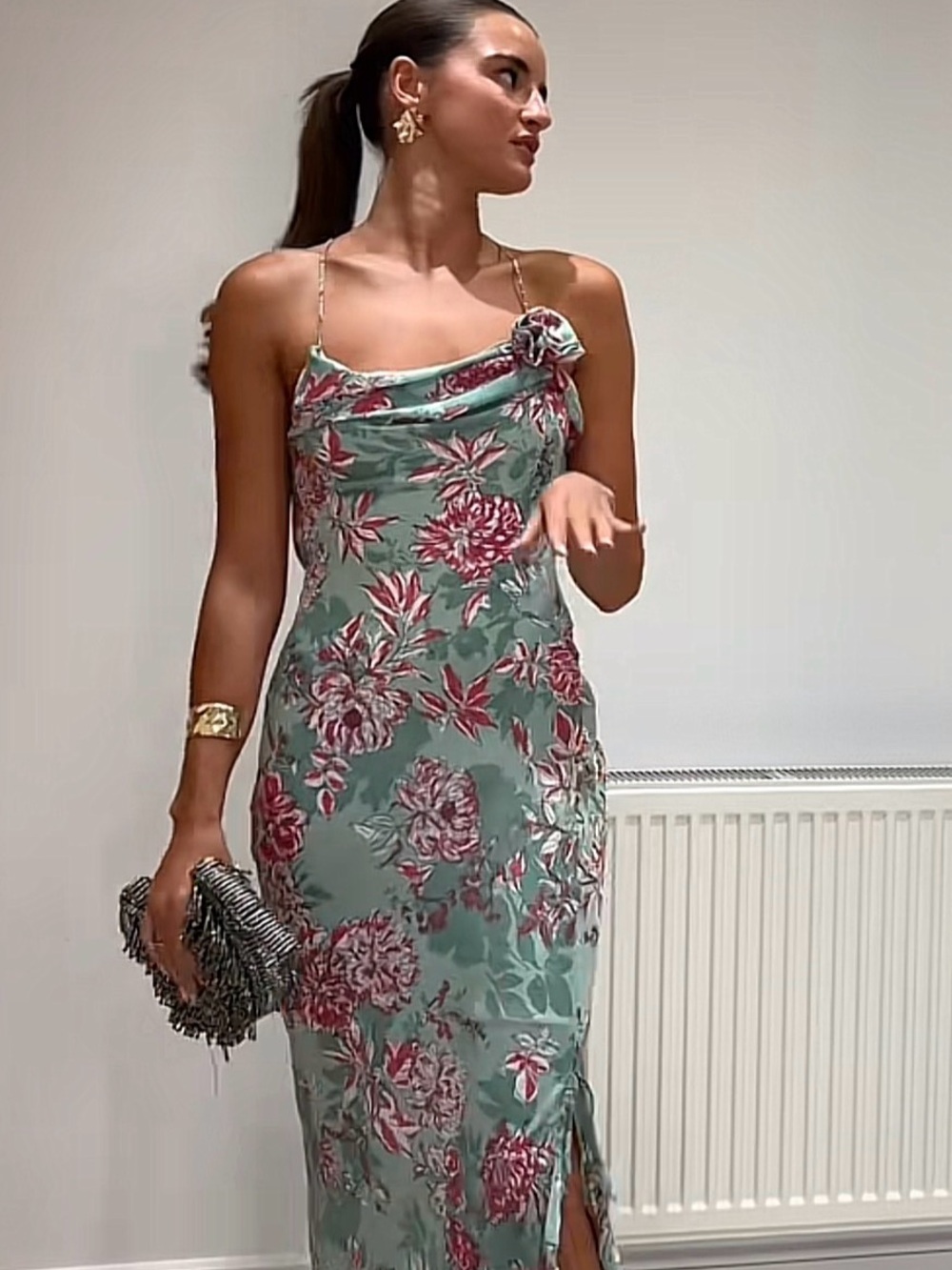 🚨24 Hour Sale 🚨 Zara Floral Maxi Slip Dress in Mint and Pink